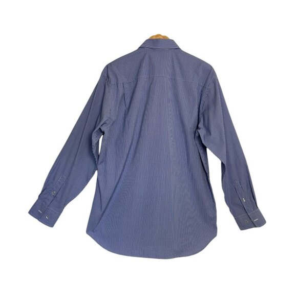 David Donahue Men's Gingham Print Button Dress Shirt in Blue/Wt -Sz 16.5 34/35 - Picture 2 of 7